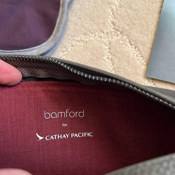 Cathay Pacific first class Amenity Travel, pajama and dining menu and drink list